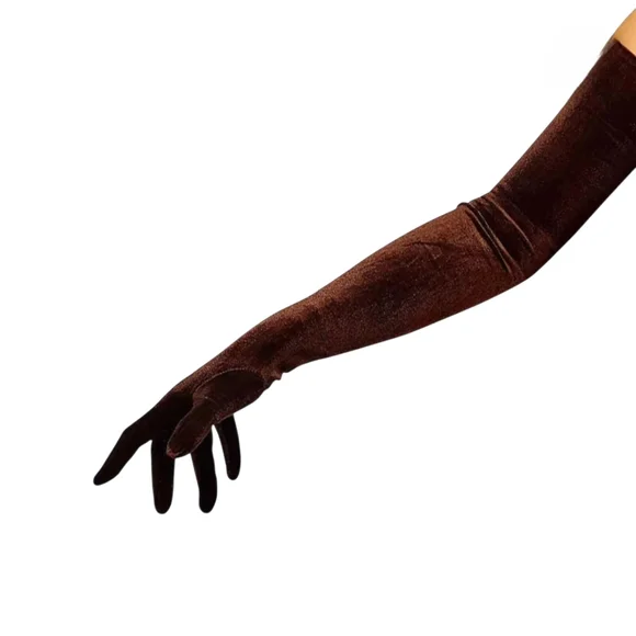 Beloved Millinery Luxurious Brown Satin Opera Elbow Evening Gloves